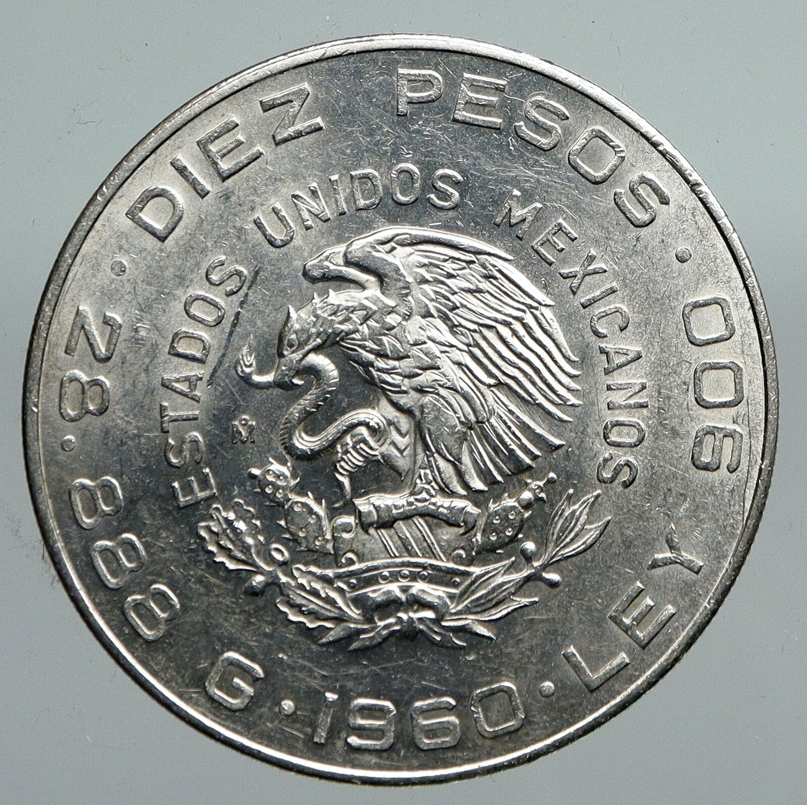 1960 Mexican 150Y WAR OF INDEPENDENCE Hidalgo Madero Silver 10 Pesos Coin i91298