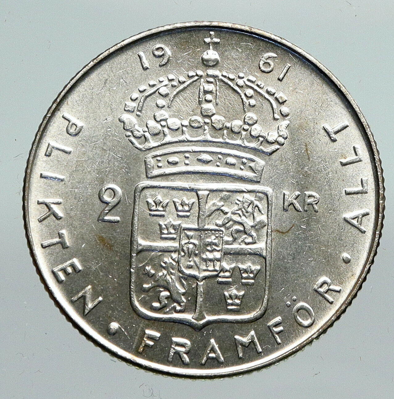 1961 SWEDEN Antique Silver 2 Kronor w KING Gustav VI SWEDISH Vintage Coin i91295