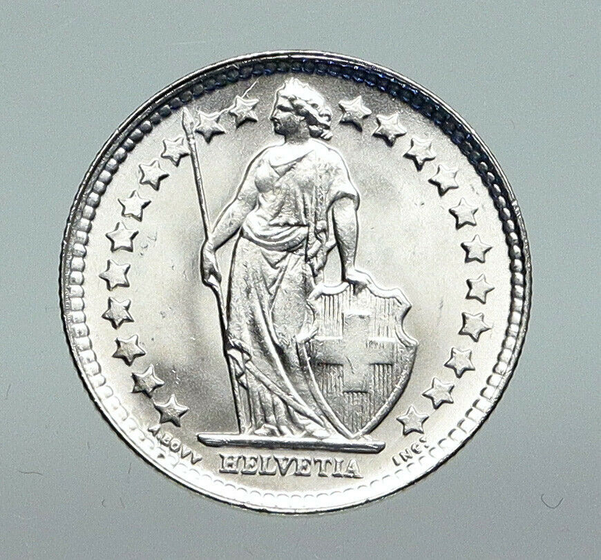 1934B SWITZERLAND HELVETIA Symbolizes SWISS Nation SILVER 1/2 Francs Coin i91281