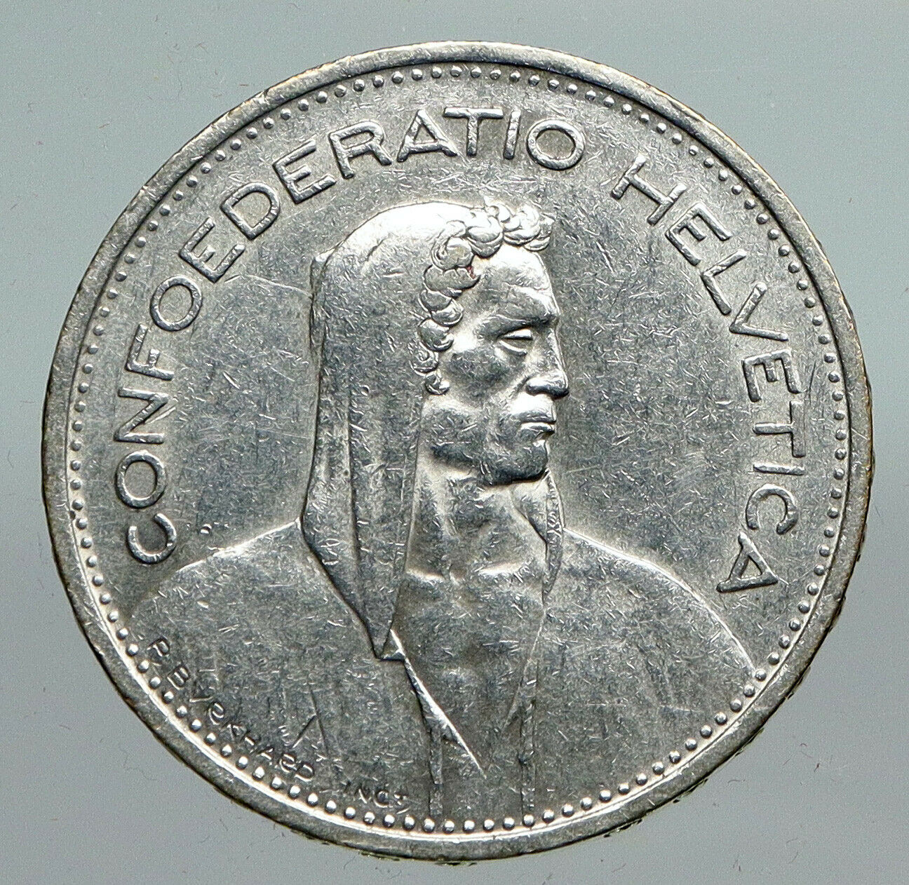 1954 B Switzerland Founding HERO WILLIAM TELL 5 Francs Silver Swiss Coin i91306