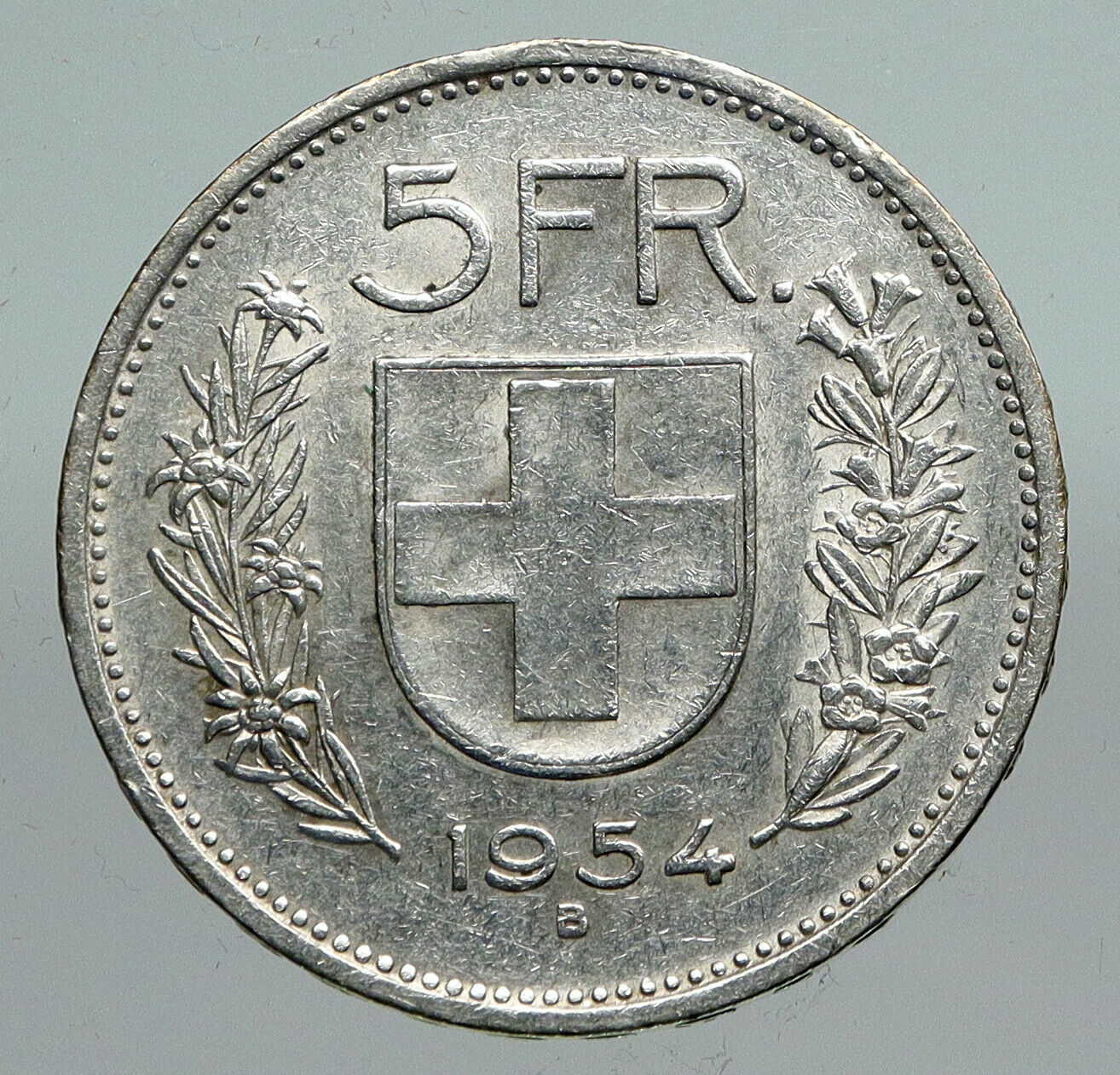 1954 B Switzerland Founding HERO WILLIAM TELL 5 Francs Silver Swiss Coin i91306