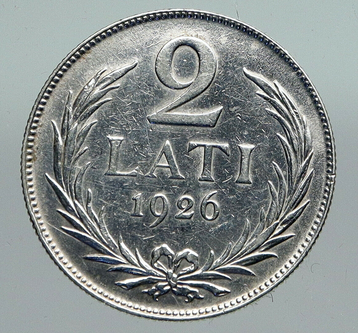 1926 LATVIA Lions & Shield ANTIQUE Vintage Silver European 2 Lati Coin i91291