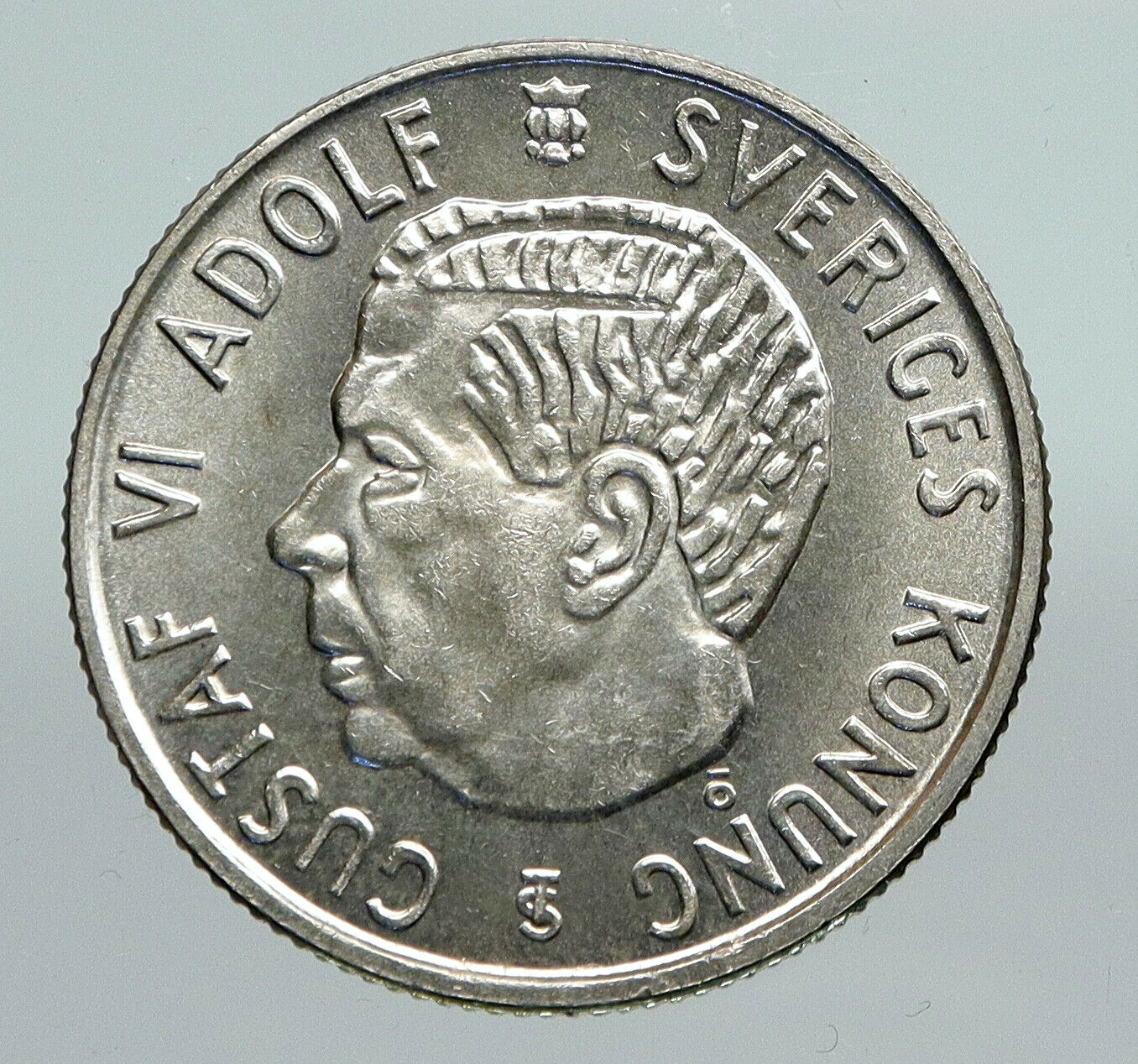 1959 SWEDEN King GUSTAV VI ADOLF 2 Kronor LARGE OLD Silver SWEDISH Coin i91286