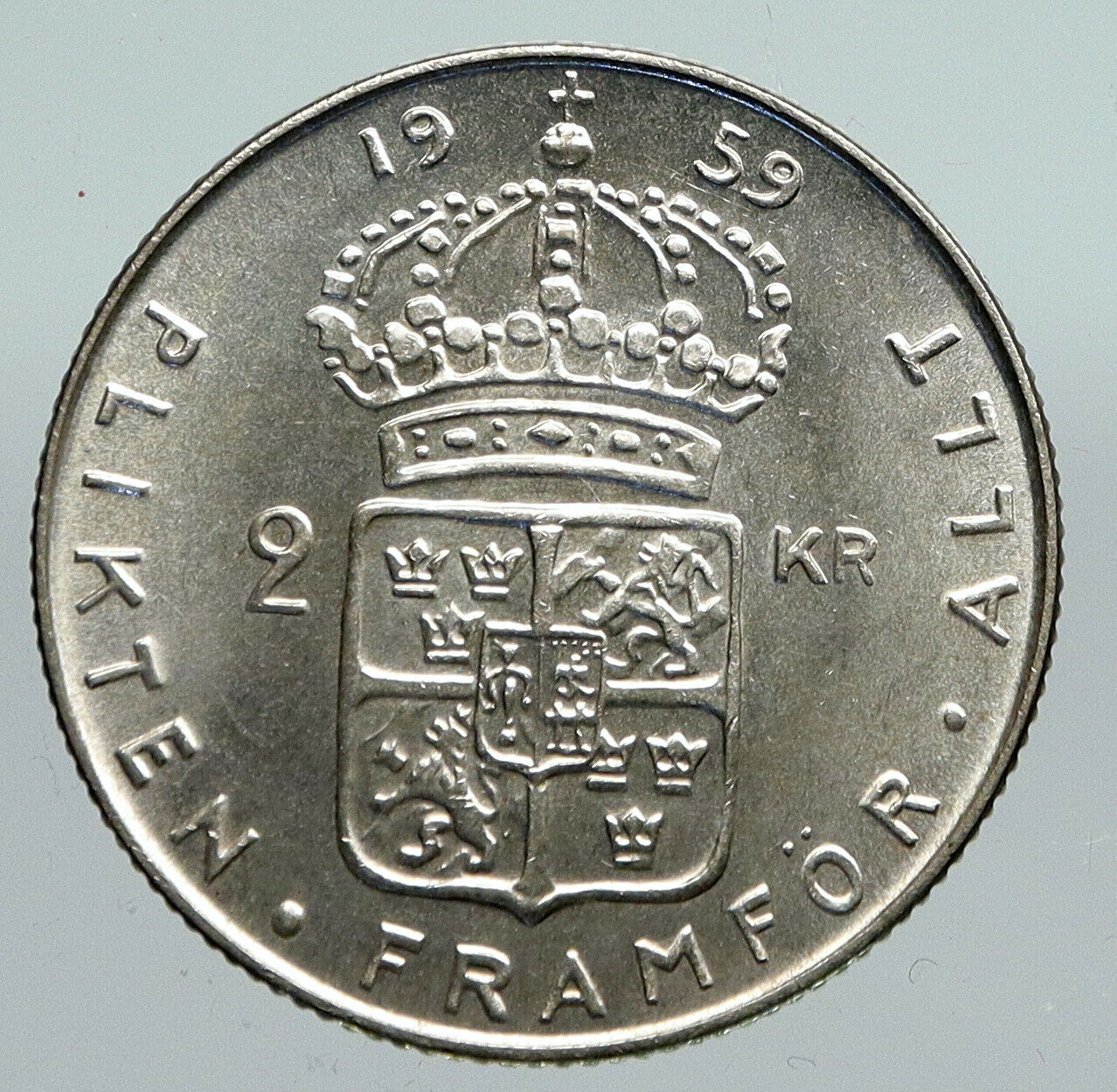 1959 SWEDEN King GUSTAV VI ADOLF 2 Kronor LARGE OLD Silver SWEDISH Coin i91286