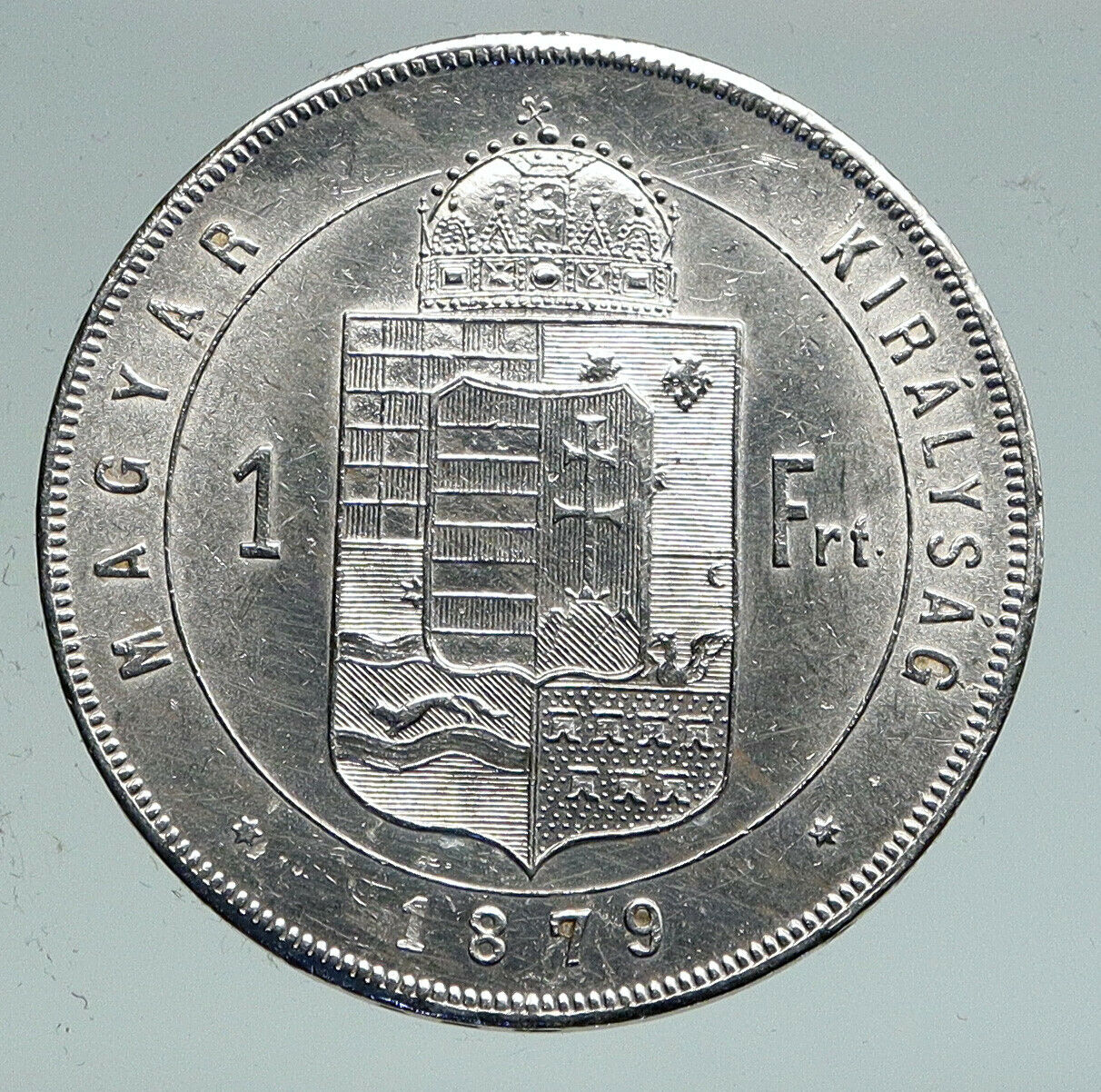 1879 HUNGARY w King Franz Joseph I Hungarian Genuine Silver Forint Coin i91555