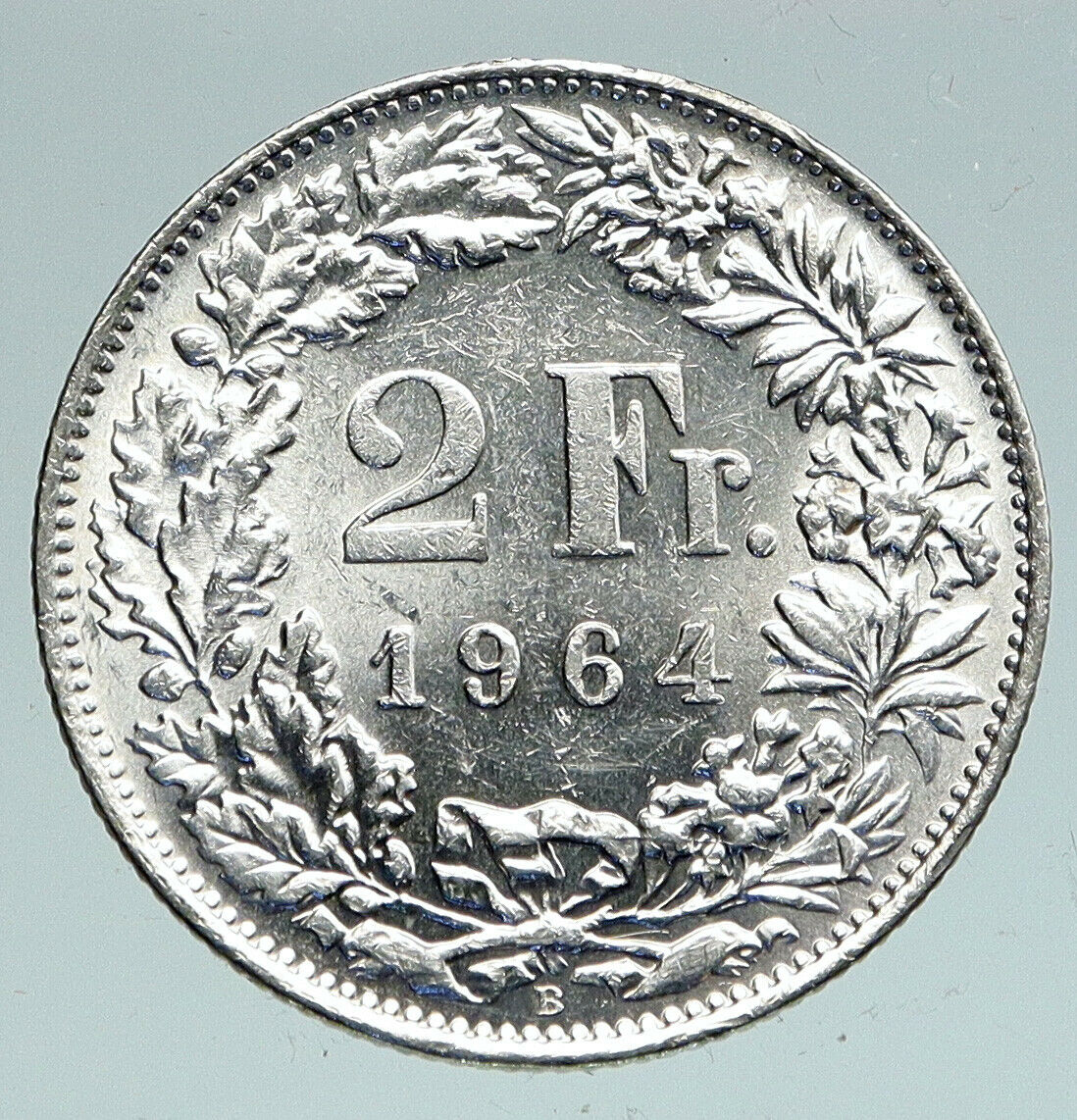 1964 SWITZERLAND - HELVETIA Symbolizes SWISS Nation SILVER 2 Francs Coin i91538