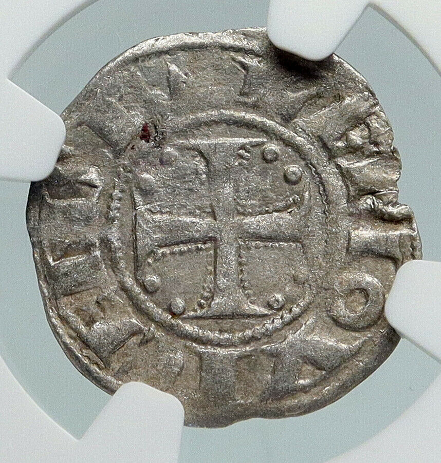 1100-1245 FRANCE Limoges Feudal ST. MARTIAL ABBEY Silver Denier Coin NGC i91603