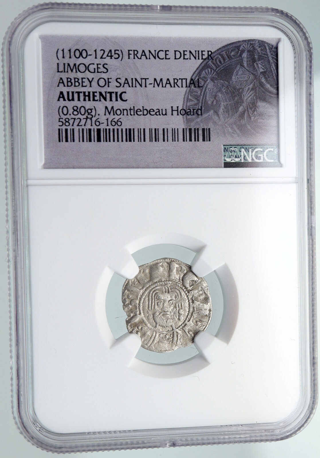 1100-1245 FRANCE Limoges Feudal ST. MARTIAL ABBEY Silver Denier Coin NGC i91603