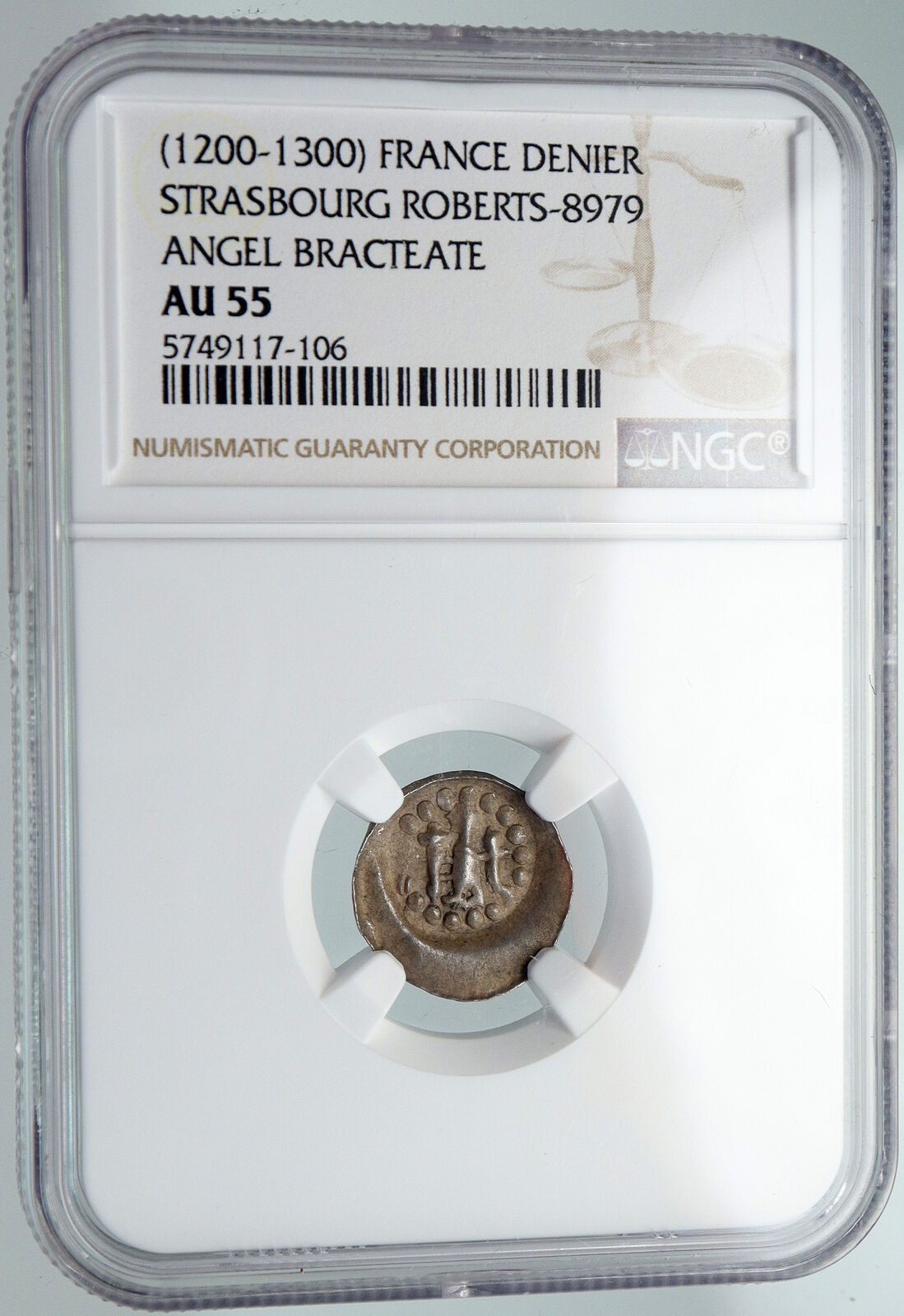 1200AD FRANCE FEUDAL Bracteate STRAUSBURG Medieval Silver Denier NGC Coin i91599