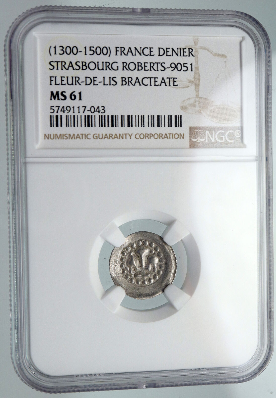 1300AD FRANCE FEUDAL Bracteate STRAUSBURG Medieval Silver Denier NGC Coin i91600