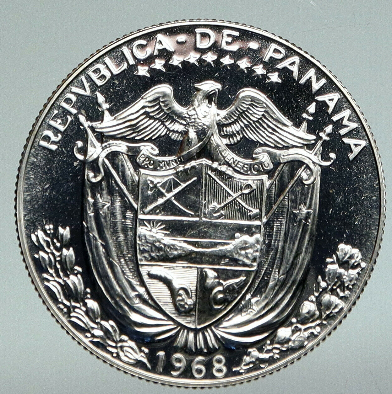 1968 PANAMA Spanish Conquistador Hero VINTAGE PF Silver 1/2 BALBOA Coin i91079