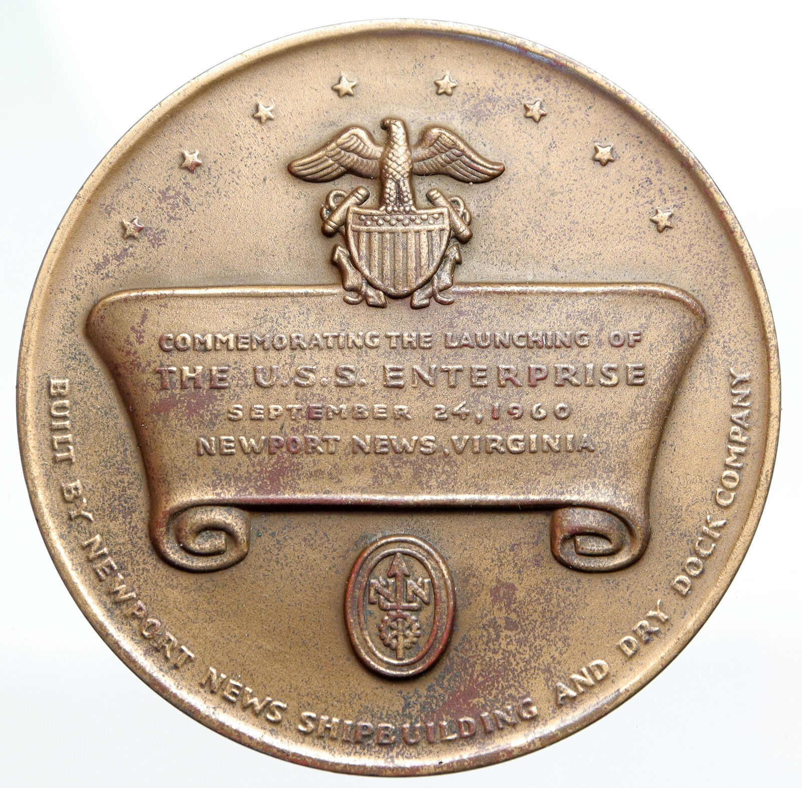 1960 United States USS ENTERPRISE Carrier NAVY SHIP Coin VINTAGE Medal i90867