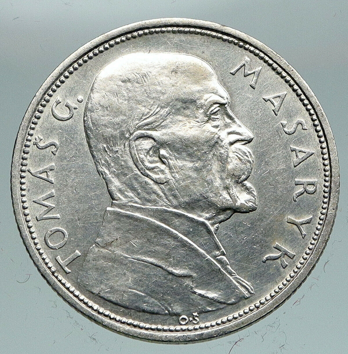 1928 CZECHOSLOVAKIA President Masaryk Genuine Silver 10 Korun Coin i91490