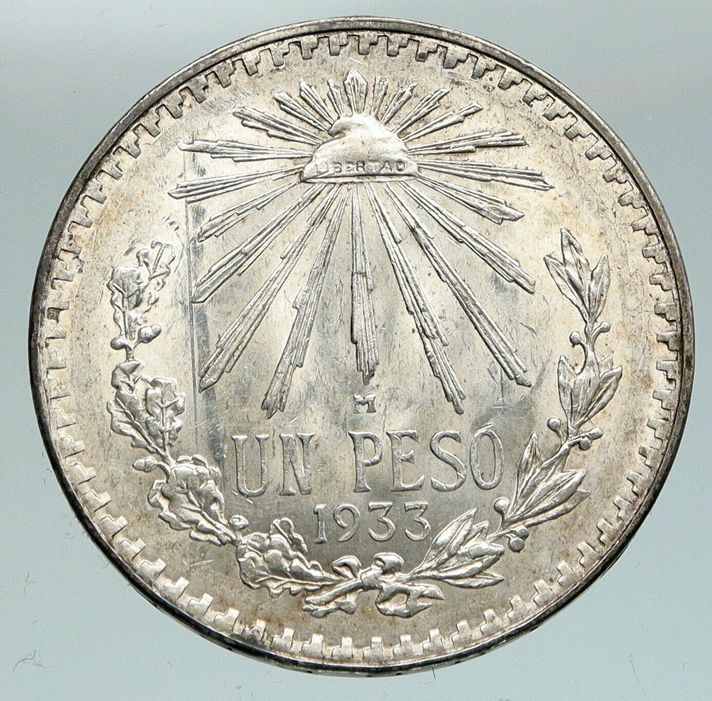 1933 M MEXICO Large Eagle Liberty Cap Mexican Antique Silver 1 Peso Coin i91493