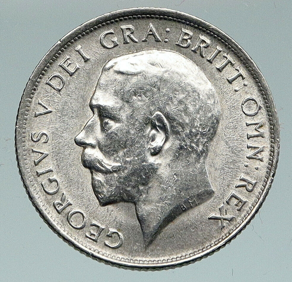 1918 United Kingdom UK Great Britain GEORGE V Lion Silver Shilling Coin i91487