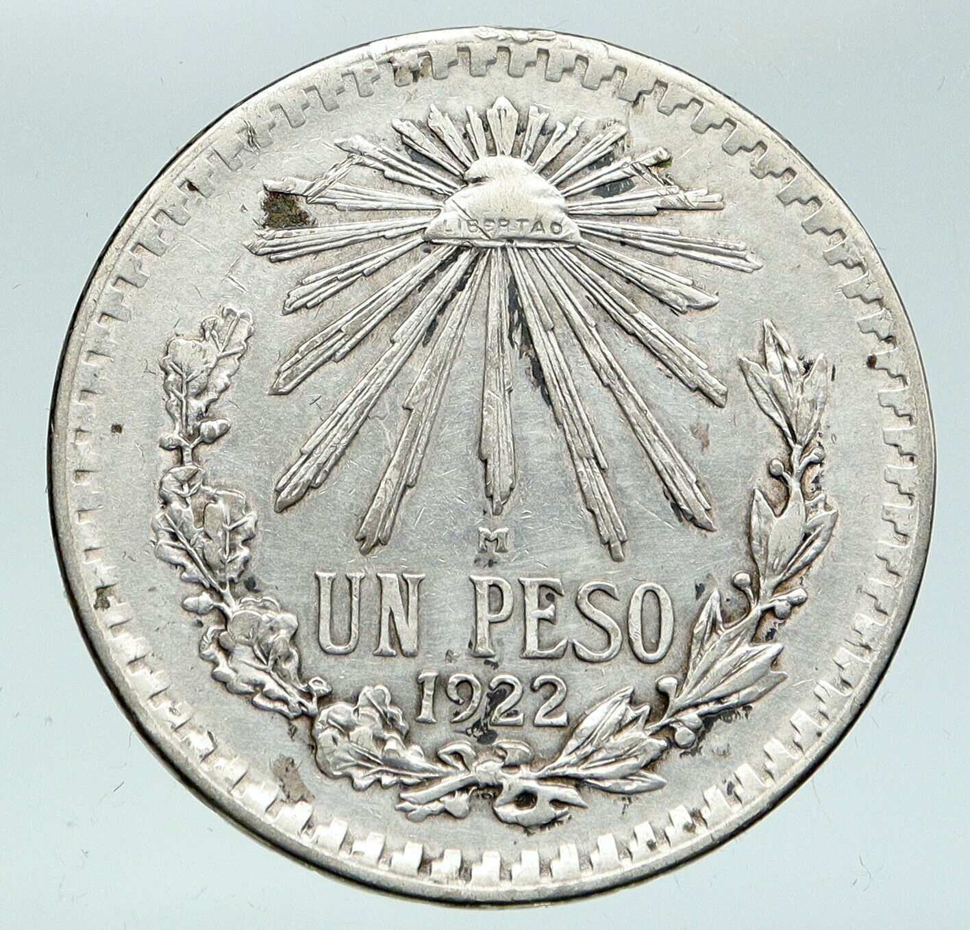 1922 M MEXICO Large Eagle Liberty Cap Mexican Antique Silver 1 Peso Coin i91572