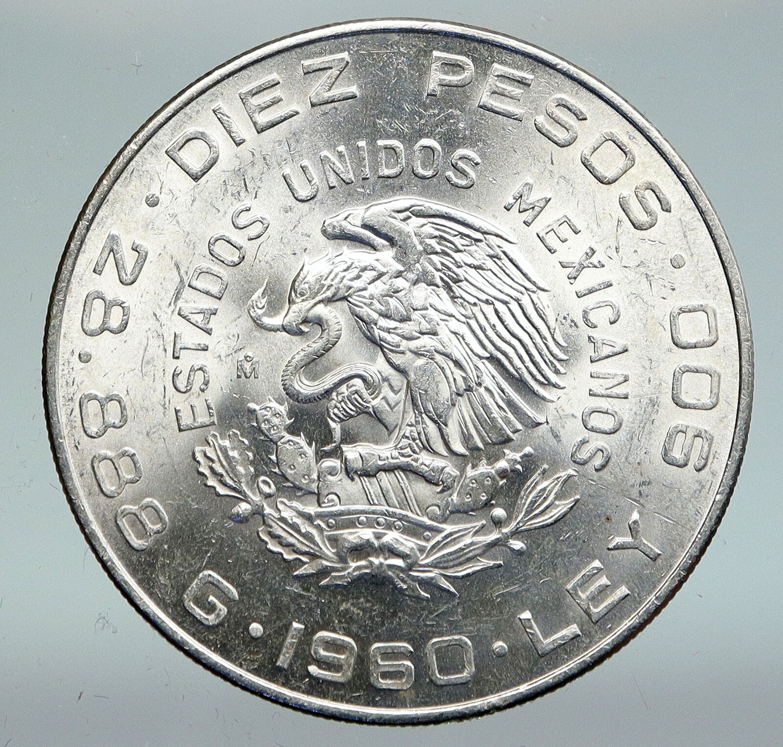 1960 Mexican 150Y WAR OF INDEPENDENCE Hidalgo Madero Silver 10 Pesos Coin i91574