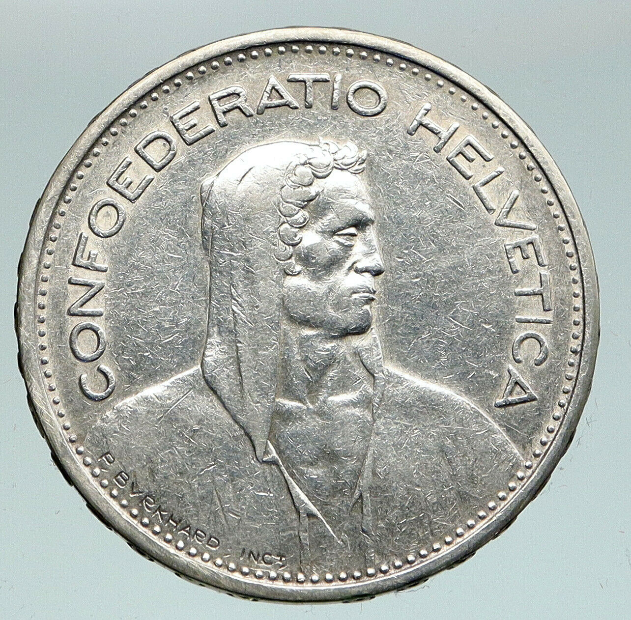 1932 B Switzerland Founding HERO WILLIAM TELL 5 Francs Silver Swiss Coin i91577