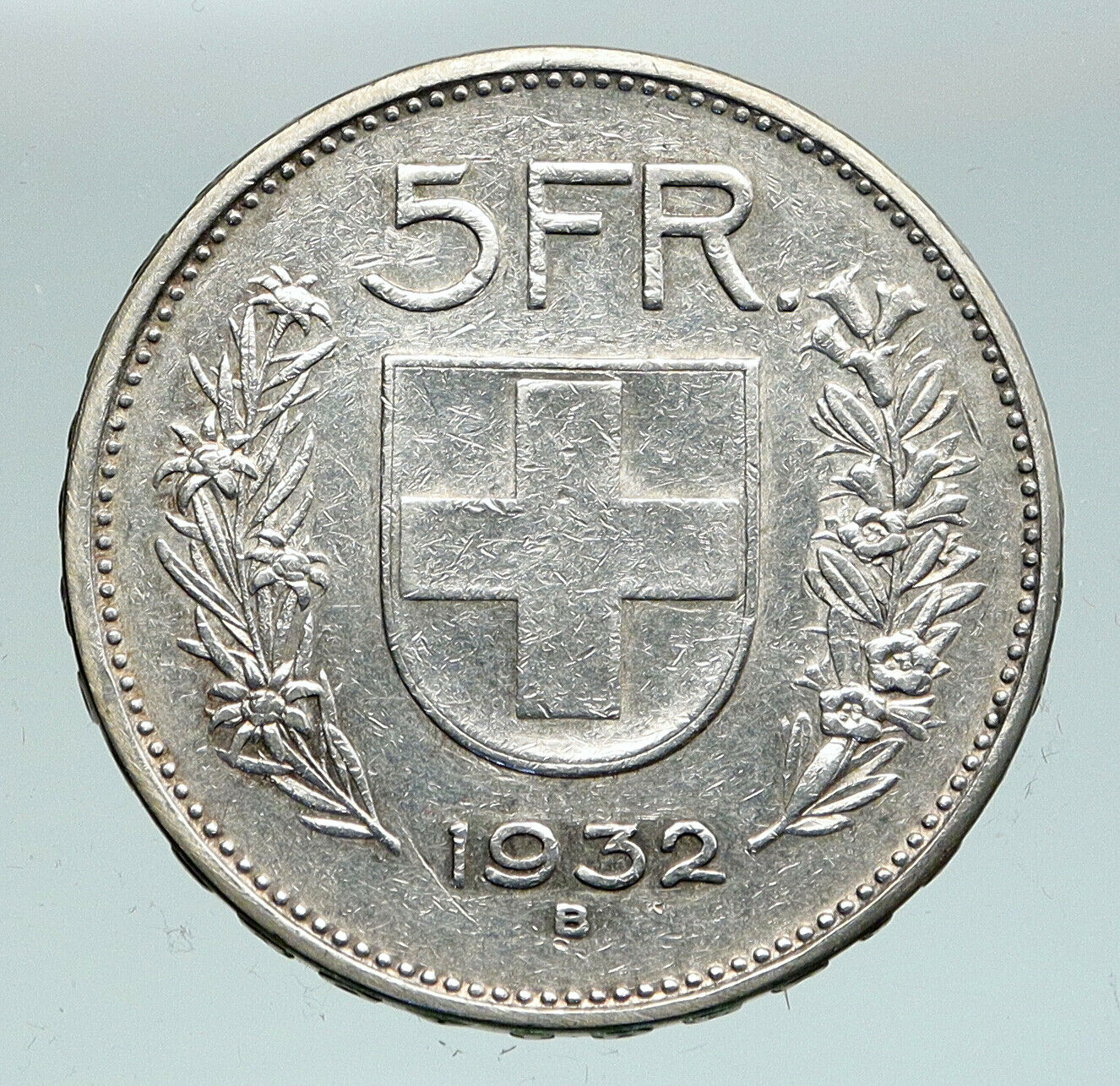 1932 B Switzerland Founding HERO WILLIAM TELL 5 Francs Silver Swiss Coin i91577