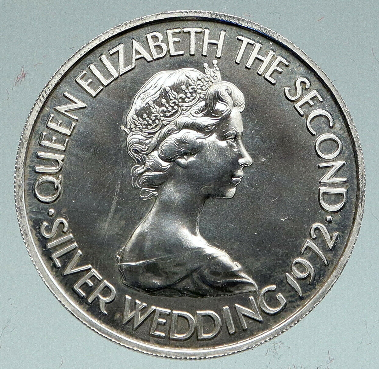 1972 JERSEY UK Queen Elizabeth Philip Wedding Genuine Silver Pound Coin i91478