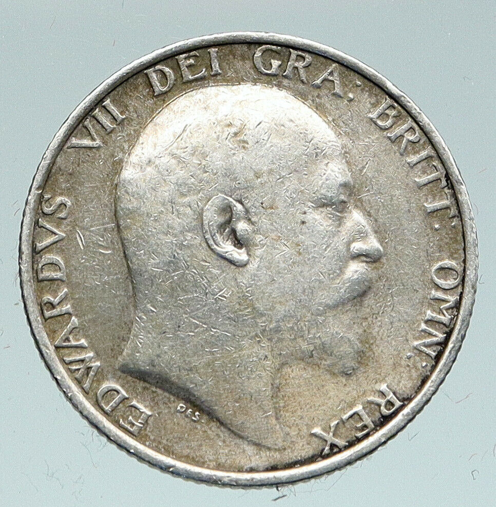 1906 GREAT BRITAIN EDWARD VII UK Antique VINTAGE Old Silver Shilling Coin i91485