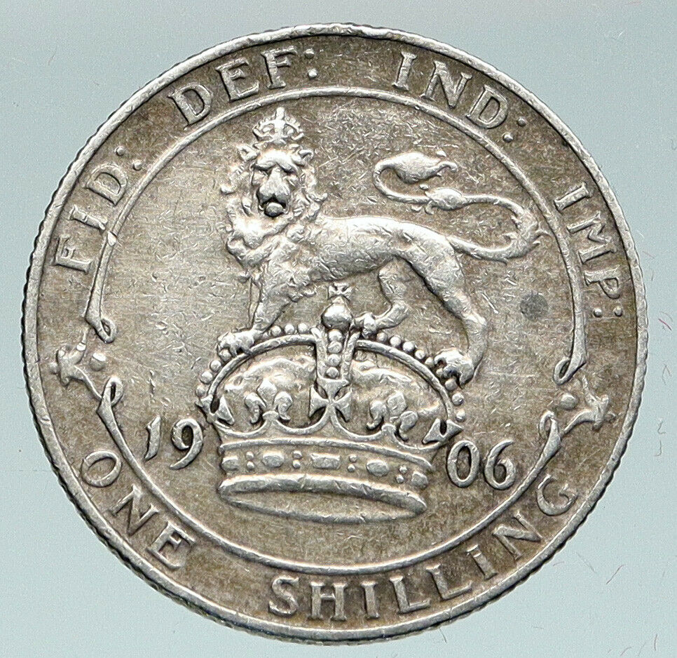 1906 GREAT BRITAIN EDWARD VII UK Antique VINTAGE Old Silver Shilling Coin i91485