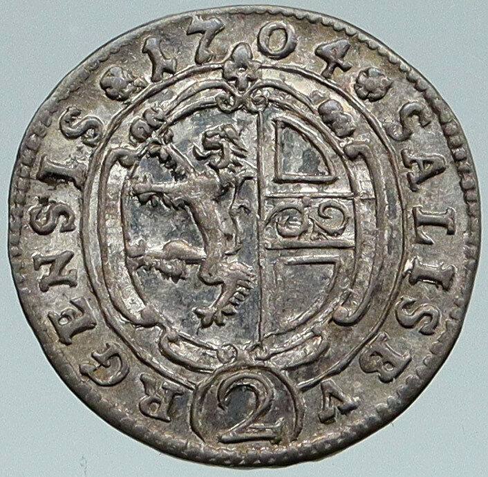 1704 AUSTRIA Bisphoric SALZBURG Johann Ernst Thun Silver 2 Kreuzer Coin i87316