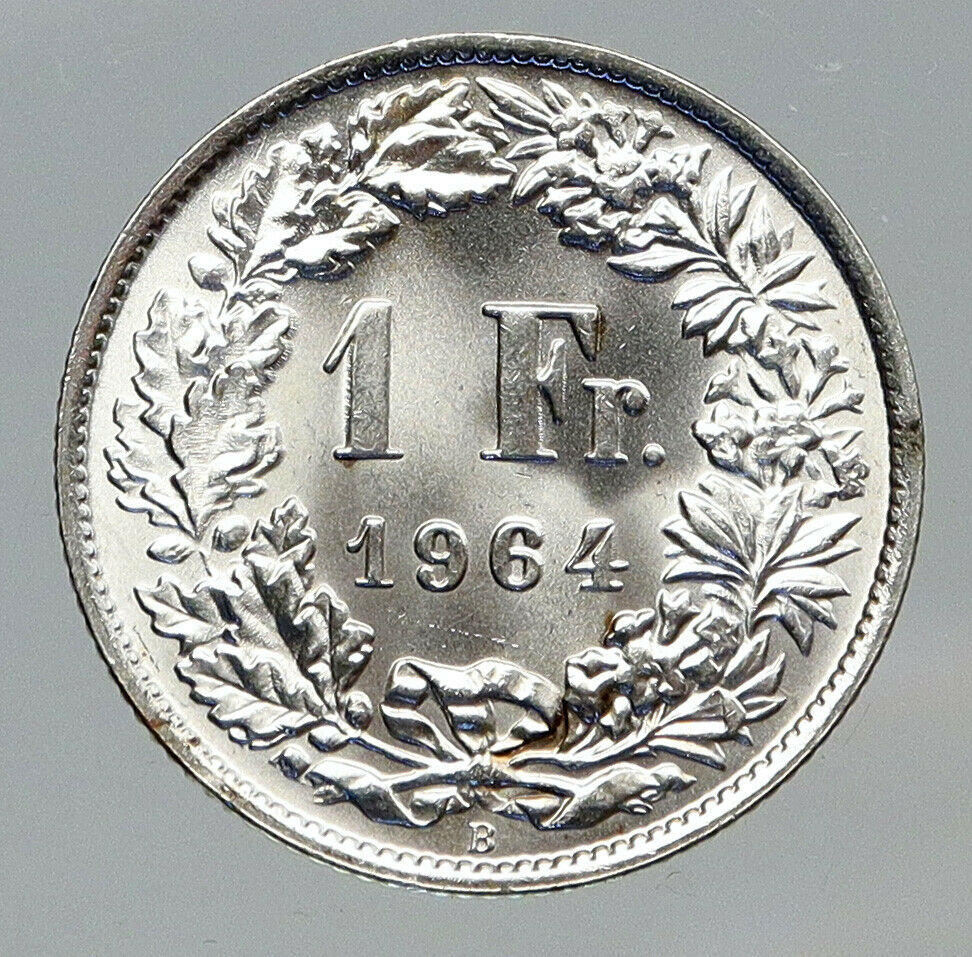 1964 SWITZERLAND - HELVETIA Symbolizes SWISS Nation SILVER 2 Francs Coin i91694