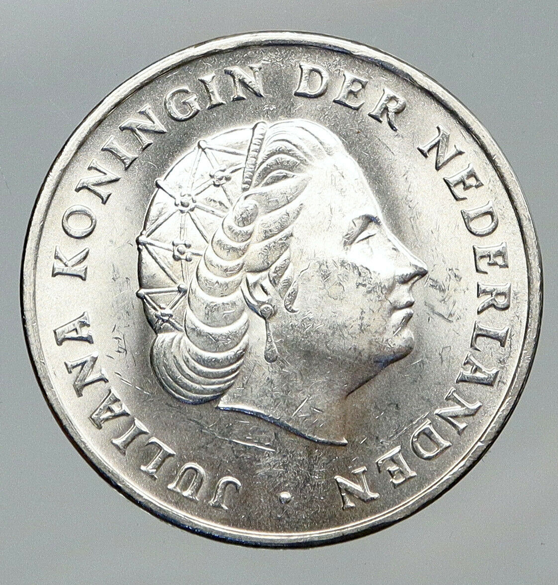 1964 NETHERLANDS ANTILLES Queen JULIANA Vintage SILVER OLD Gulden Coin i91712