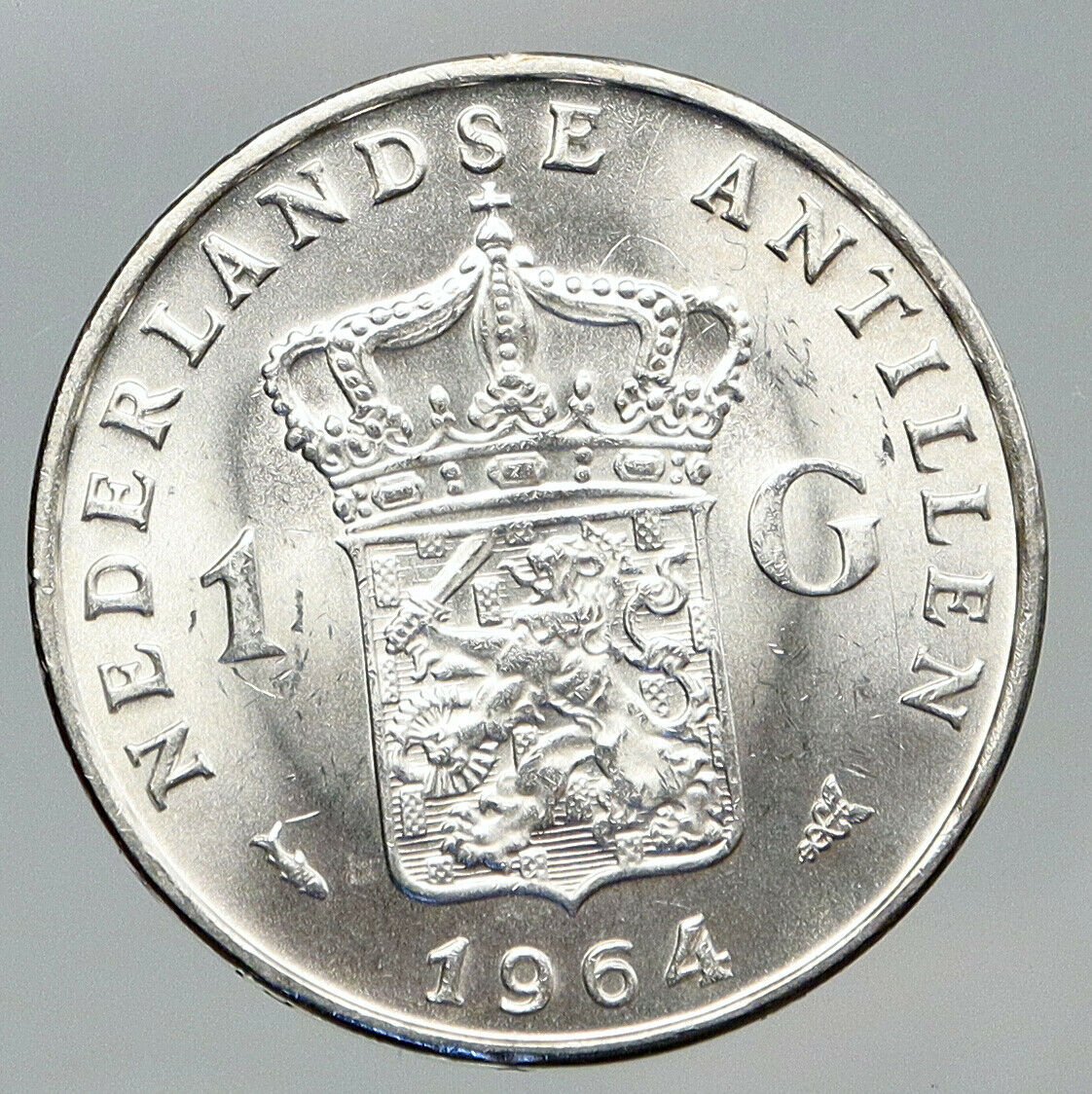 1964 NETHERLANDS ANTILLES Queen JULIANA Vintage SILVER OLD Gulden Coin i91712