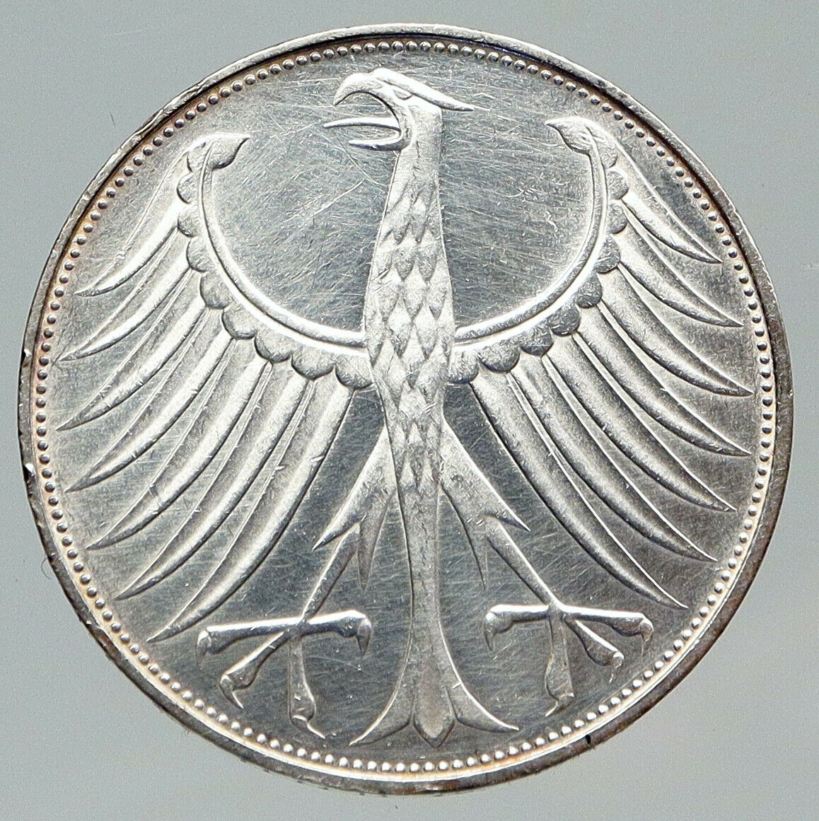 1974 G GERMANY Vintage Winged Eagle OLD German Large 5 Mark Silver Coin i91719