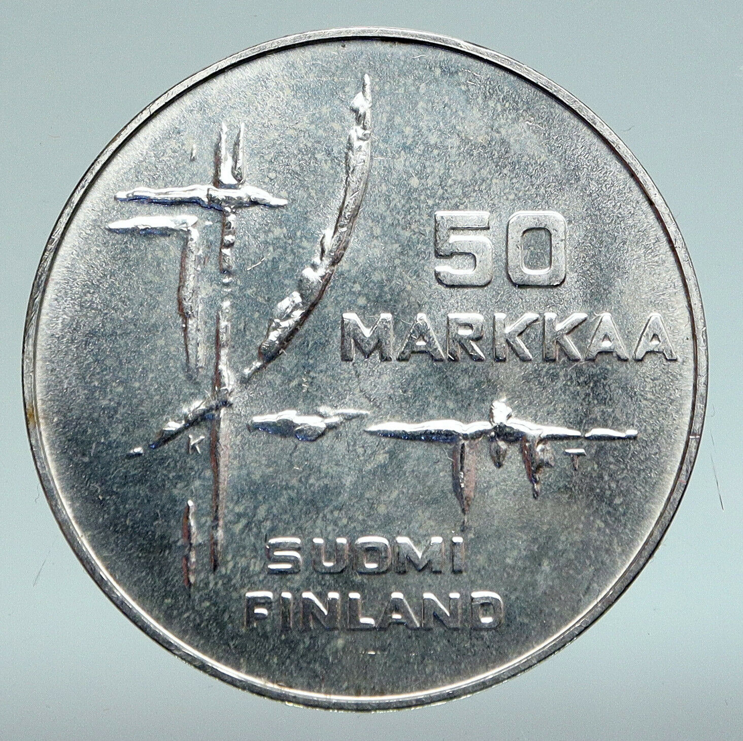 1982 FINLAND World Athletics Championships VINTAGE Silver 50 Markkaa Coin i90887