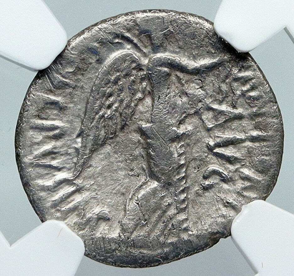 MARK ANTONY 31BC Scarpus Antique Ancient Silver Roman DENARIUS Coin NGC i91308