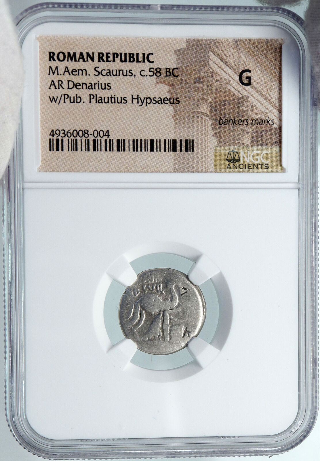 Roman Republic 58BC Ancient Rome Silver Coin Scaurus Hypsaeus JUPITER NGC i88374