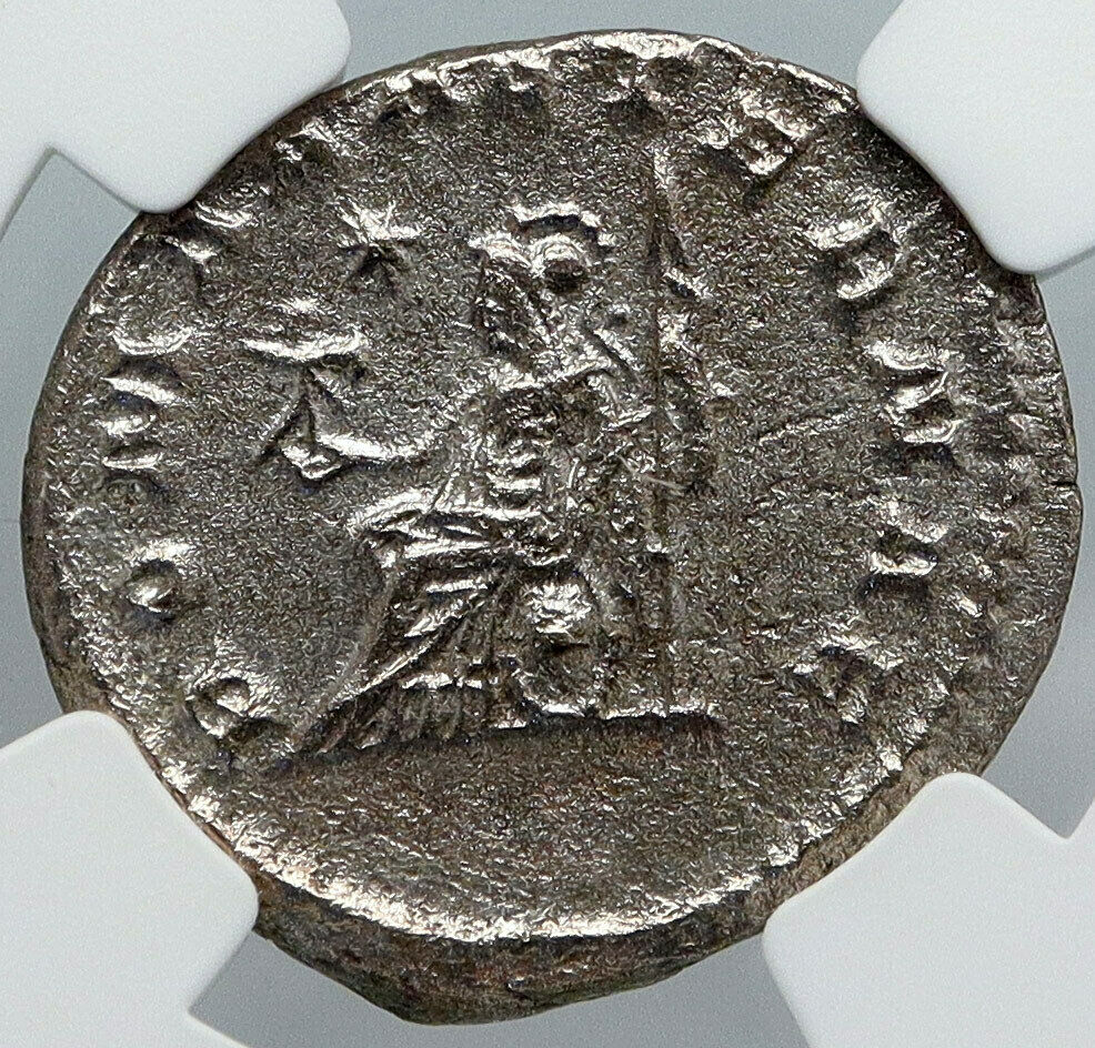 GALLIENUS Authentic Ancient 263AD Antioch Roman Coin ROMA VICTORY NGC i88712