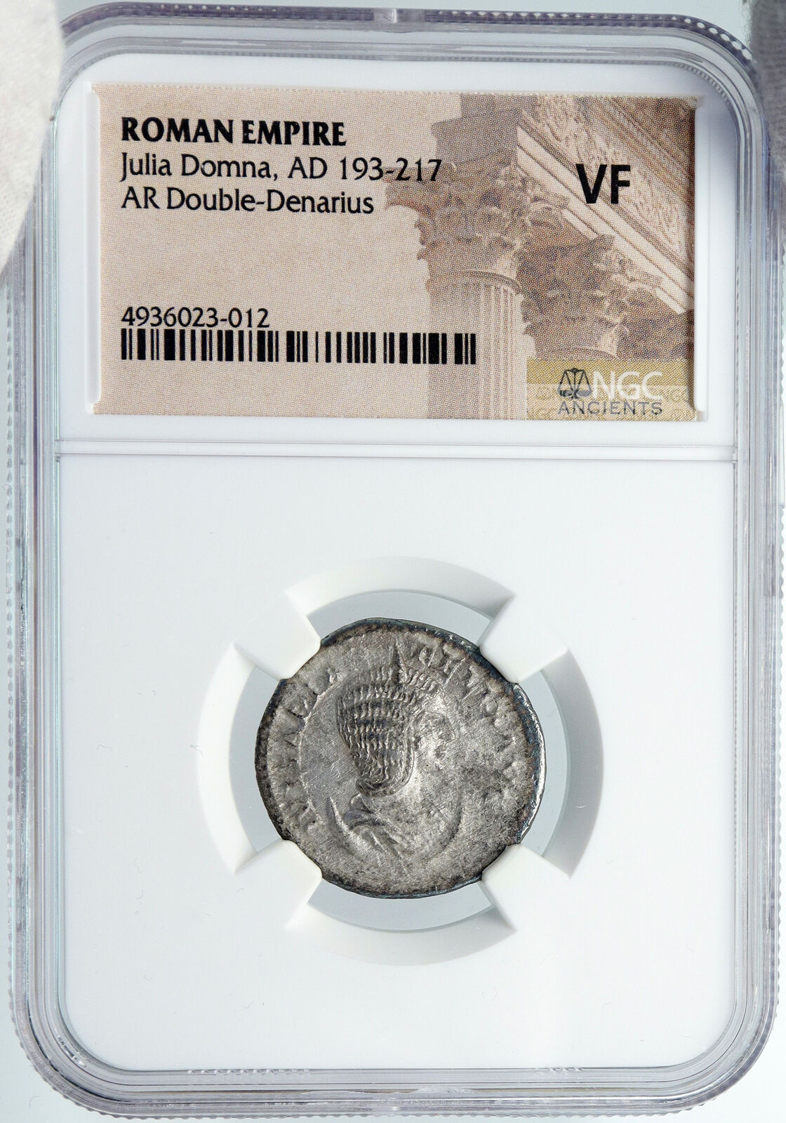 JULIA DOMNA Authentic Ancient 193AD Silver Roman Coin VESTA PALLADIUM NGC i88706