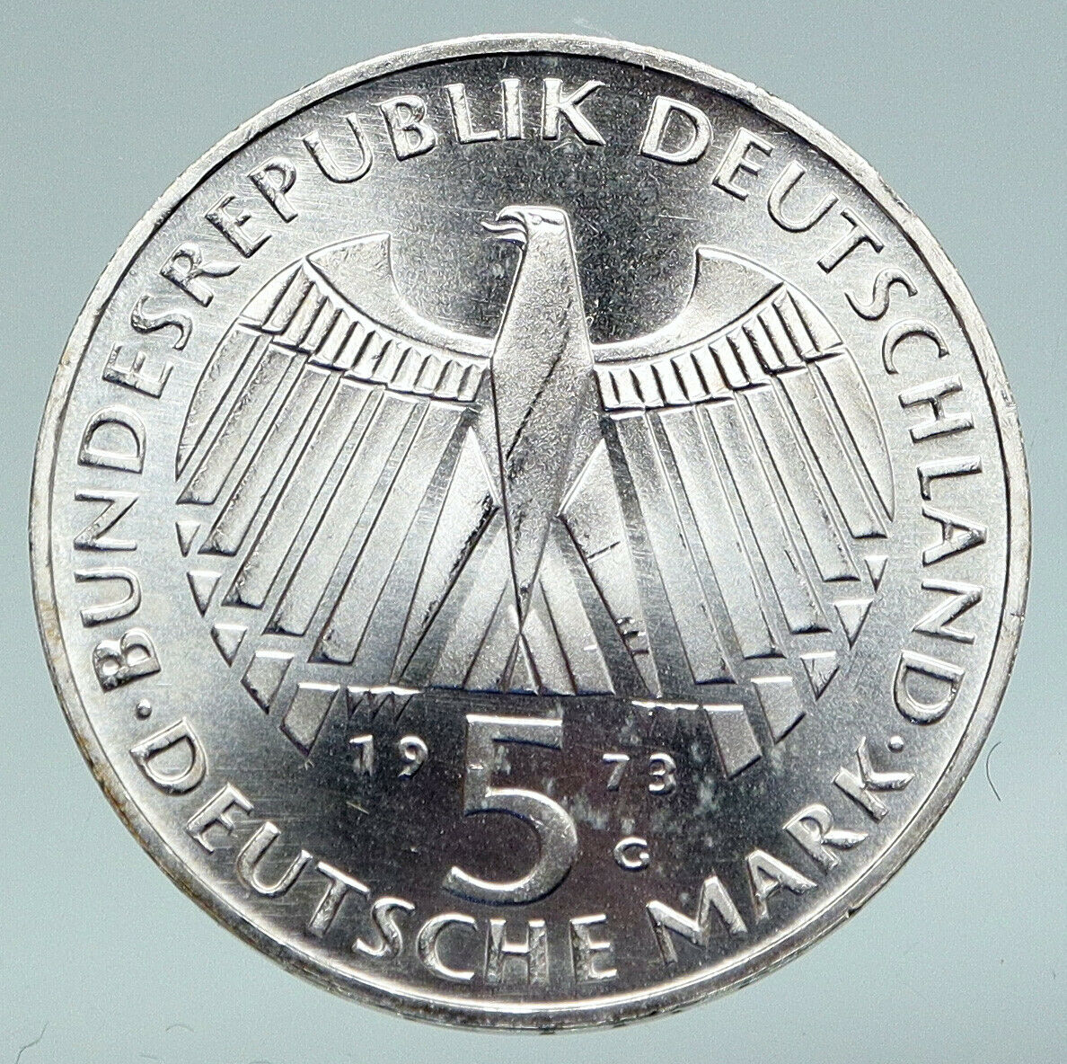 1973 G GERMANY FRANFURT PARLIAMENT BUILDING Old Silver 5 Mark German Coin i91142