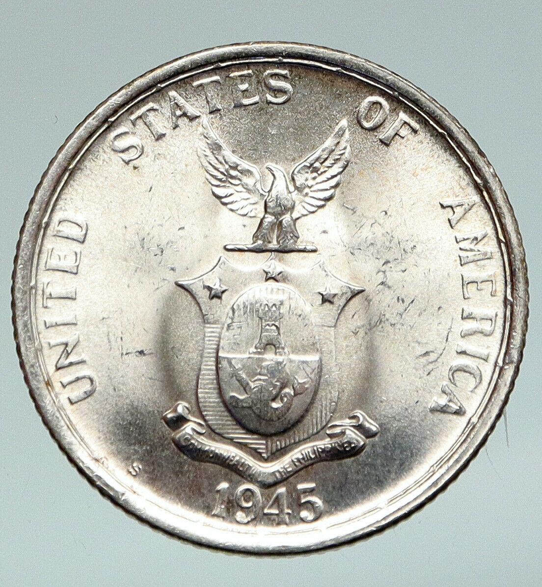 1945 S PHILIPPINES Under US Administration Eagle Silver 50 Centavos Coin i91151