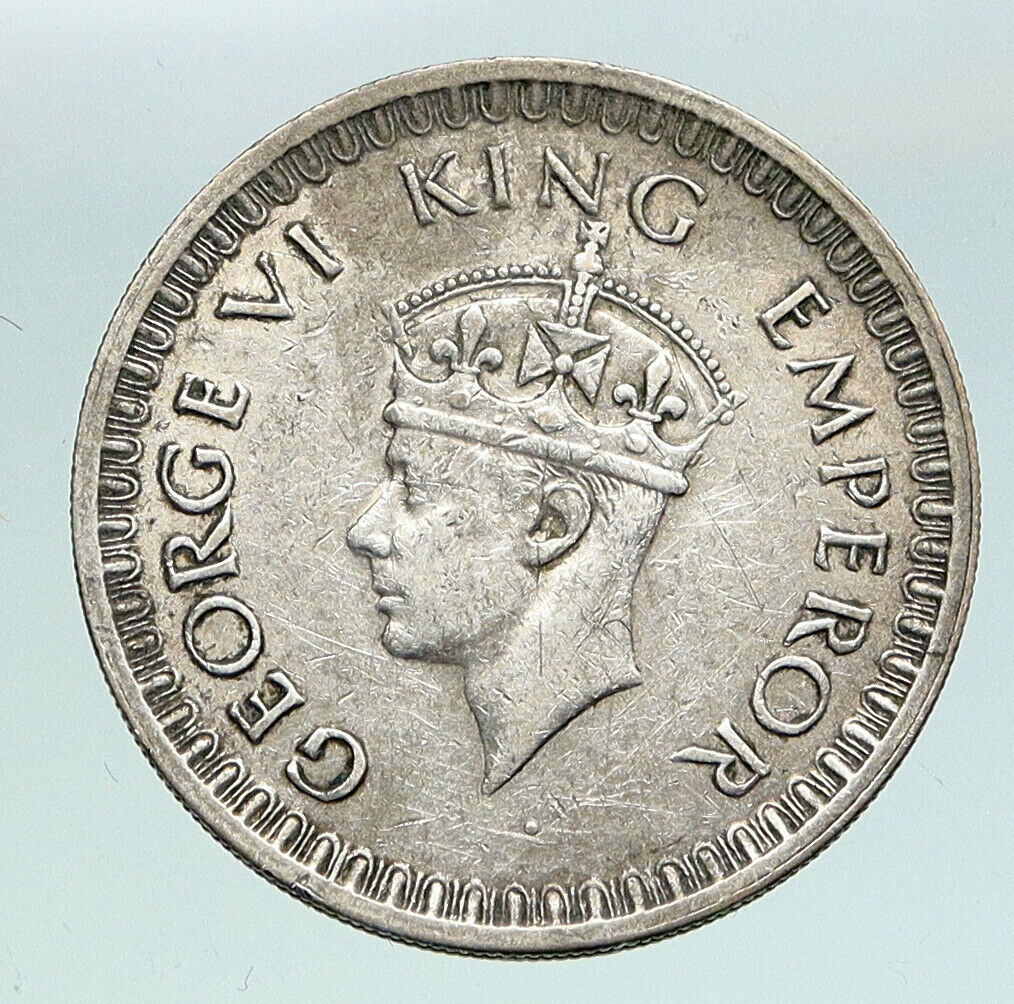 1942 B INDIA States UK George VI Antique OLD Silver 1/2 RUPEE Indian Coin i91140