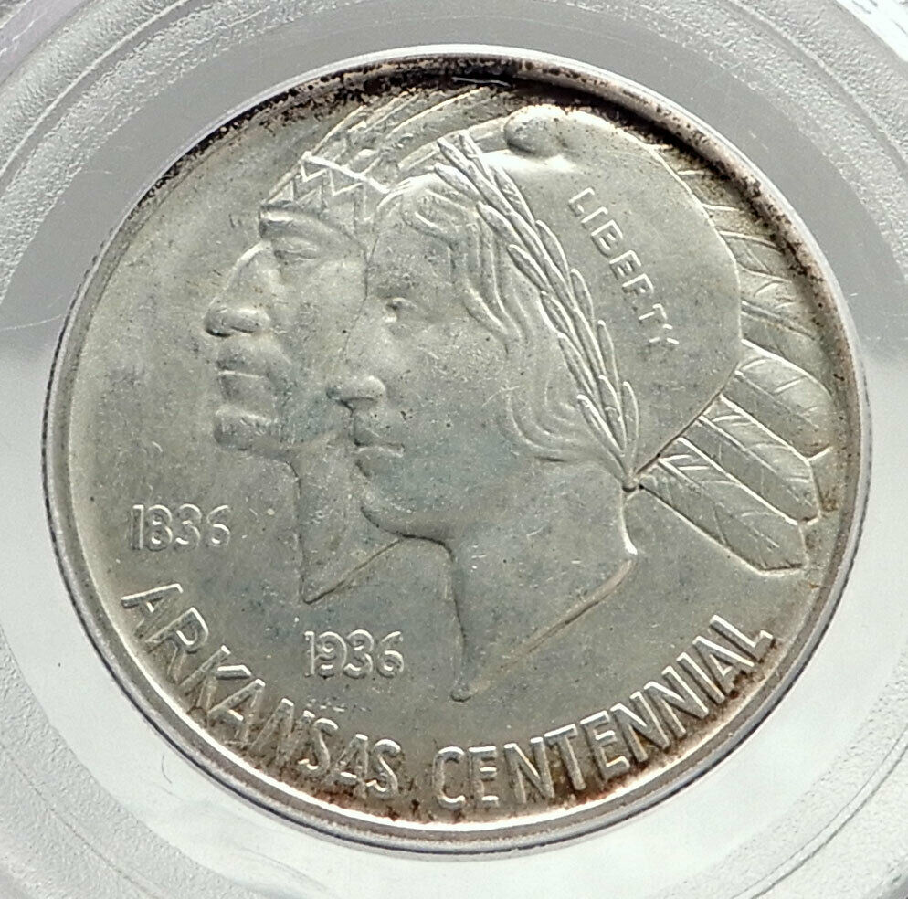 1938 ARKANSAS 100th Commemorative Silver Half Dollar US Coin PCGS MS 65 i76423