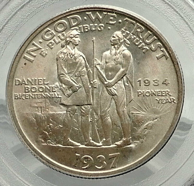 1937 DANIEL BOONE 200th Commemorative US Silver Half Dollar Coin PCGS MS i76430