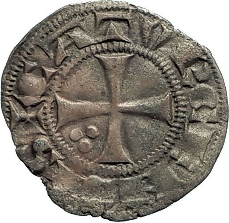 1275AD FRANCE Cahors Medieval Genuine Antique Silver French Coin w CROSS i74581