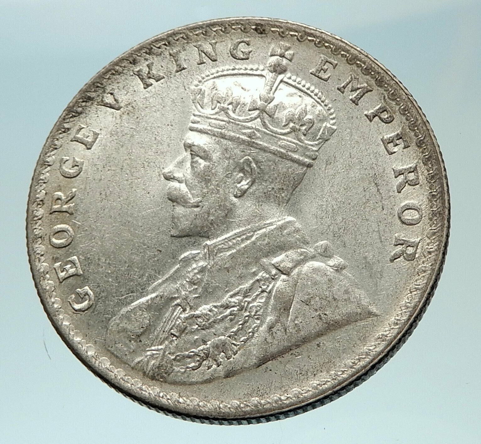 1916 INDIA UK King George V Silver Antique RUPEE Vintage Indian Coin i76552