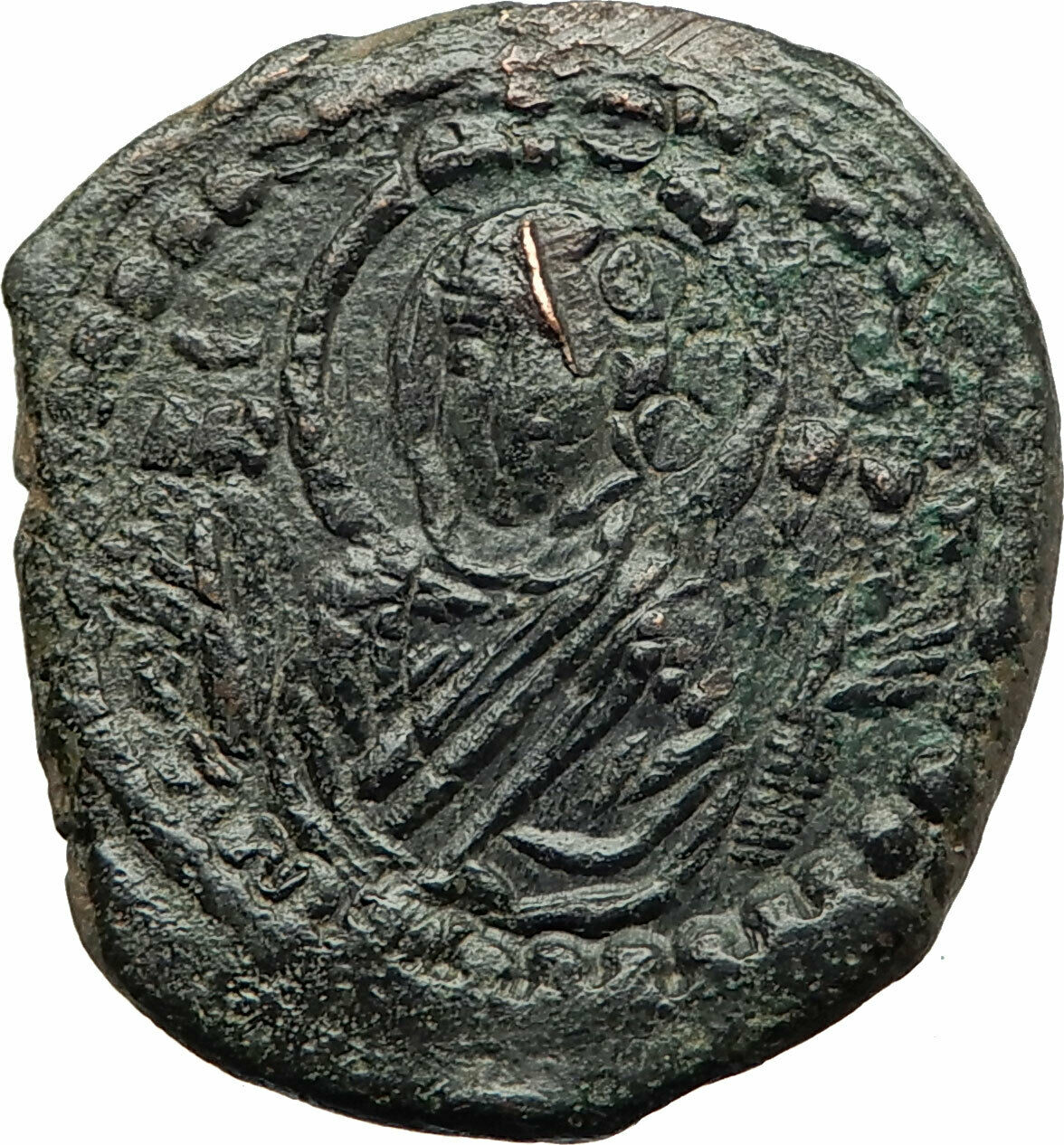 JESUS CHRIST Class G Anonymous 1068AD VIRGIN ORANS Byzantine Follis Coin i76836