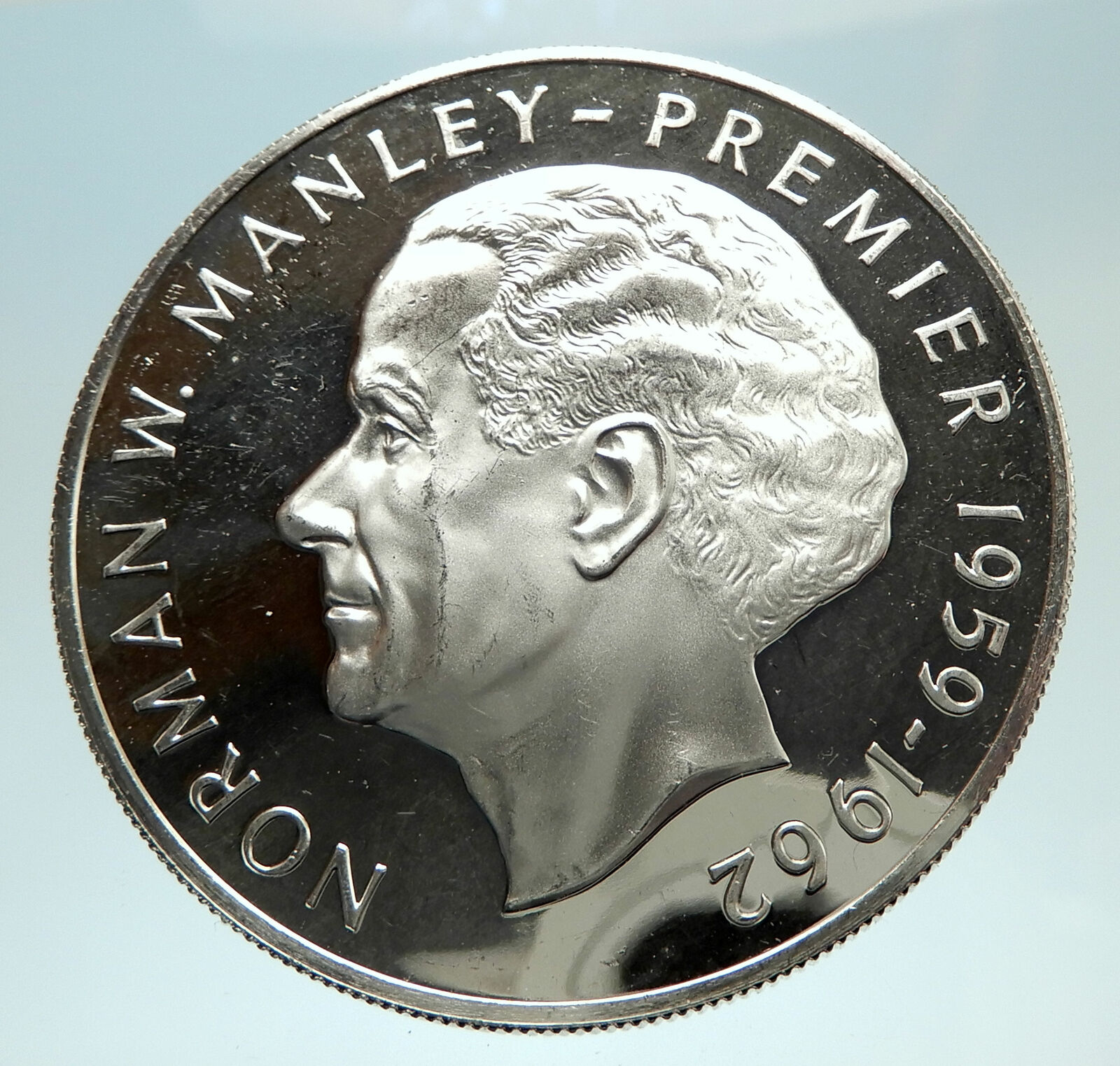 1973 JAMAICA Proof HUGE 4.5cm Premier Norman W Manley Silver $5 Coin i76763