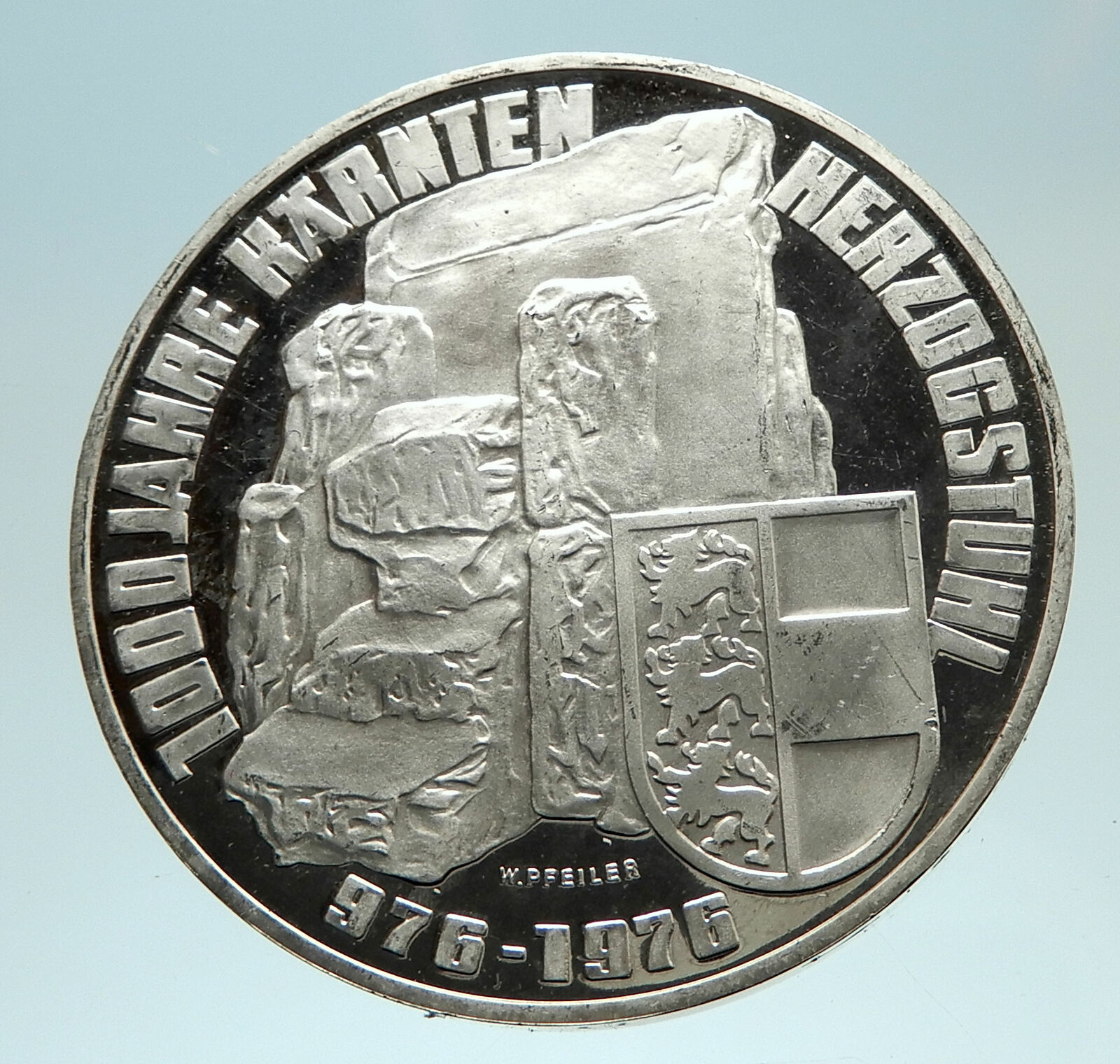 1976 AUSTRIA Carinthia Monument Stones Genuine Silver 100 Schilling Coin i76814