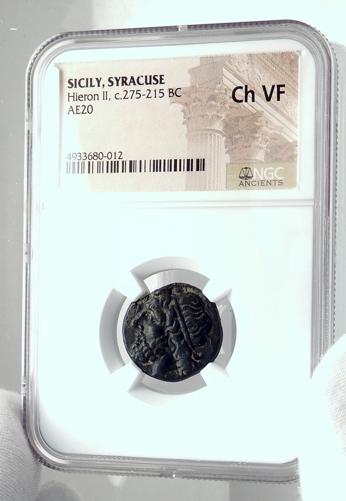 SYRACUSE SICILY Hieron II 240BC Ancient Greek Coin POSEIDON DOLPHIN NGC i77282