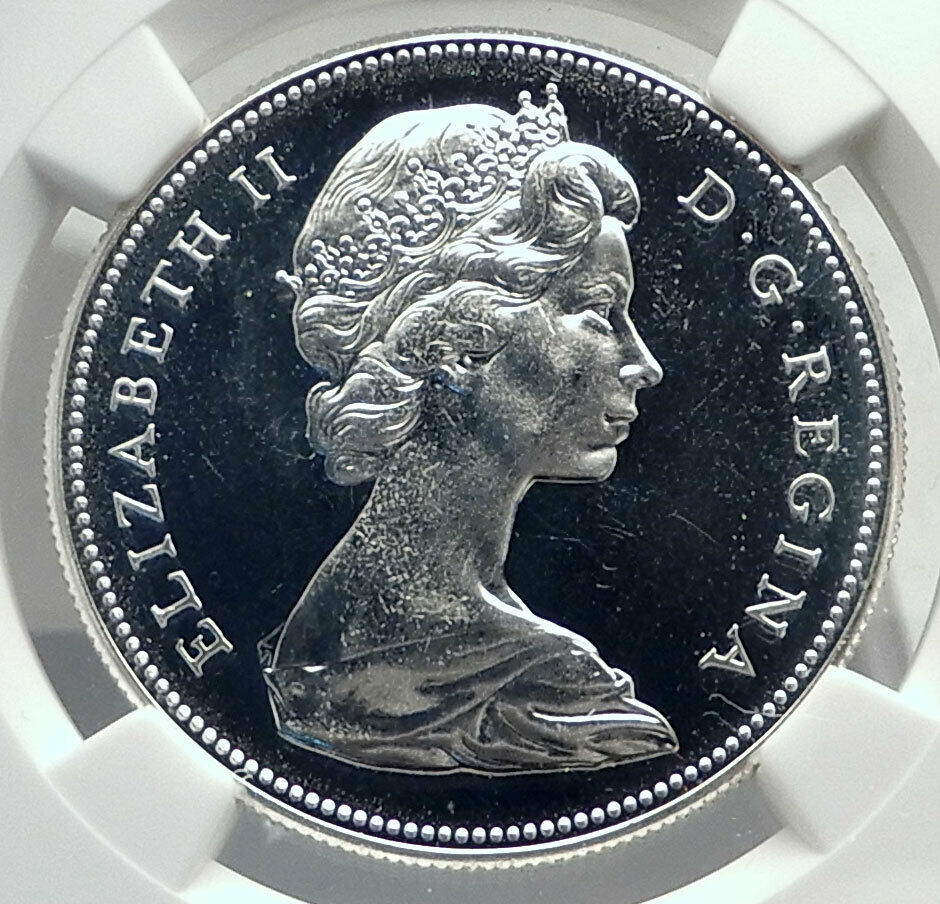 1967 CANADA CANADIAN Confederation Founding Silver Dollar Coin GOOSE NGC i77266