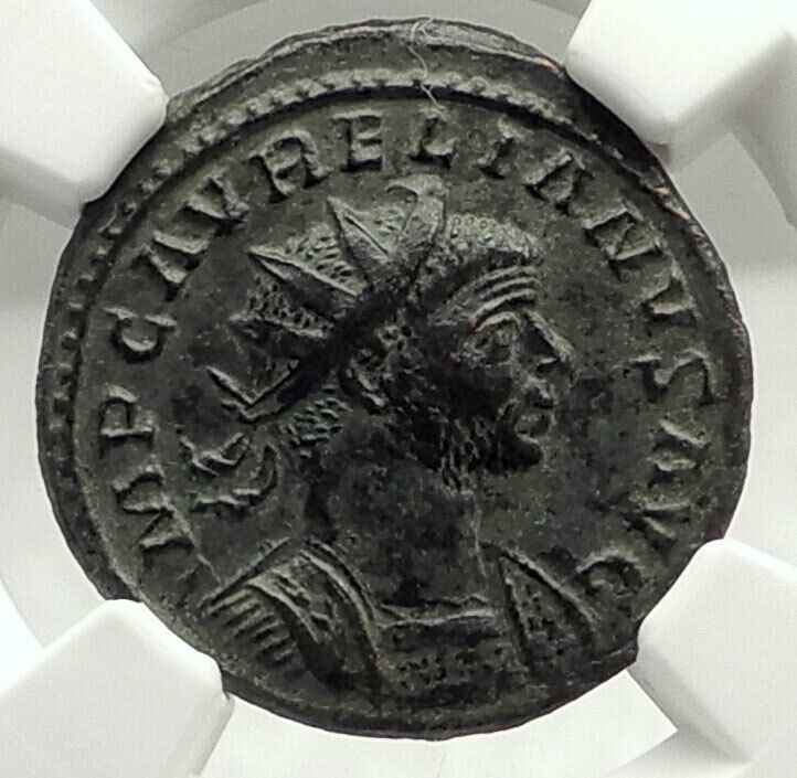 AURELIAN Authentic 275AD CONQUEST of LYONS LUGDUNUM Rare Roman Coin NGC i76297