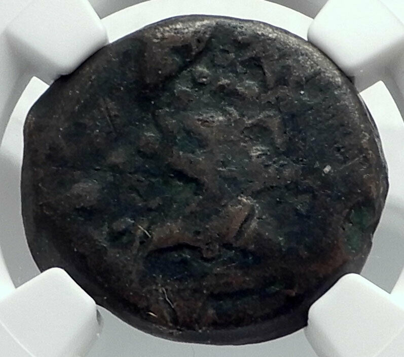 MALACA in SPAIN 225BC Authentic Ancient Greek Coin HEPHAESTUS HELIOS NGC i77371